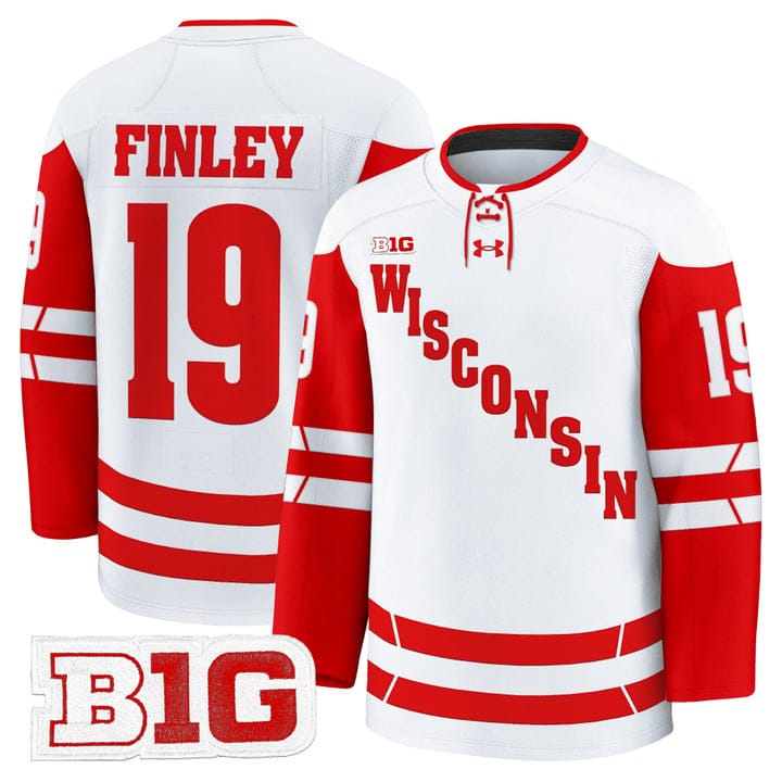 Alternative view of Quinn Finley Jersey #19 Wisconsin Badgers 2025-26 Premium Stitched