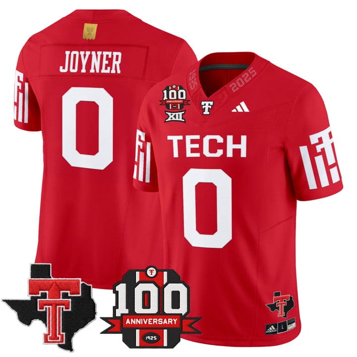 Quinten Joyner Jersey #0 Texas Tech 2025 100th Anniversary Patch Stitched - Image 3