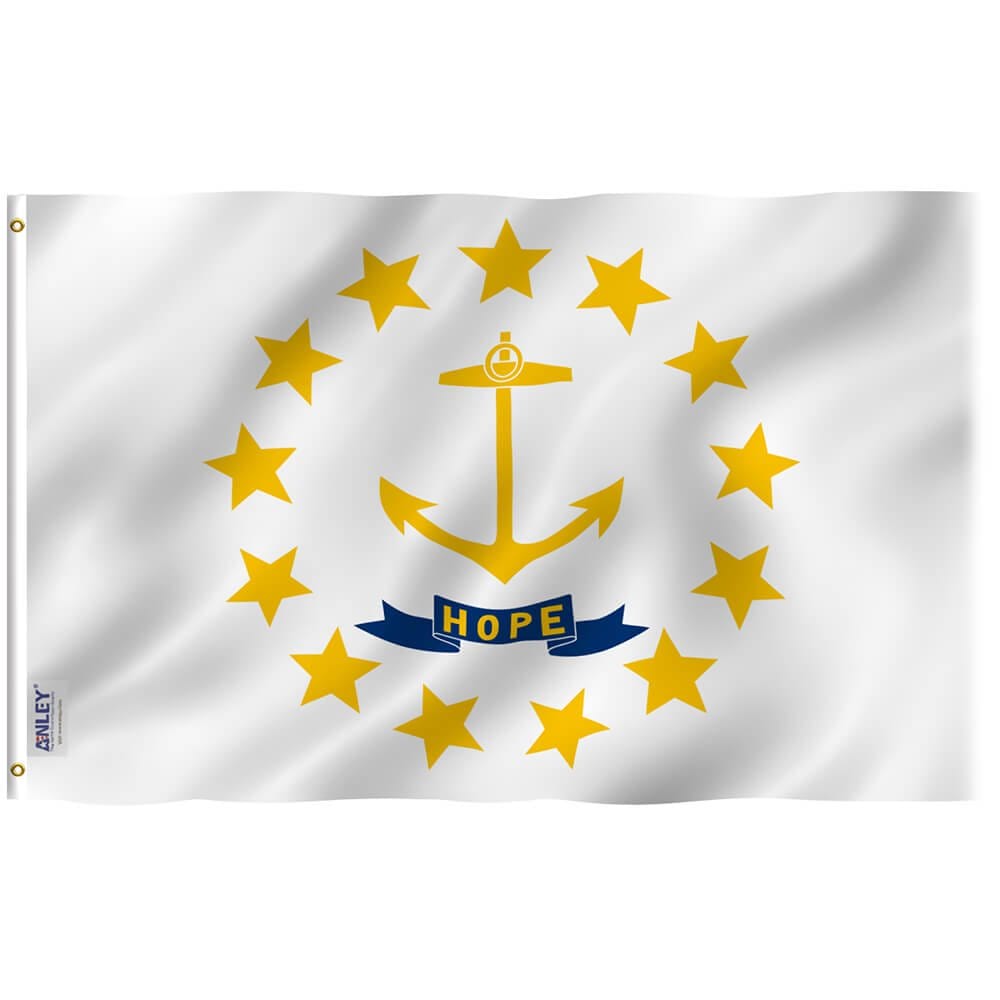 Rhode Island State Flag - Rhode Island RI Flag Polyester with Brass Grommets 3X5Ft Banner USA