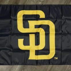 San Diego Padres Logo Flag 3x5 ft Black White Banner Man-Cave Garage