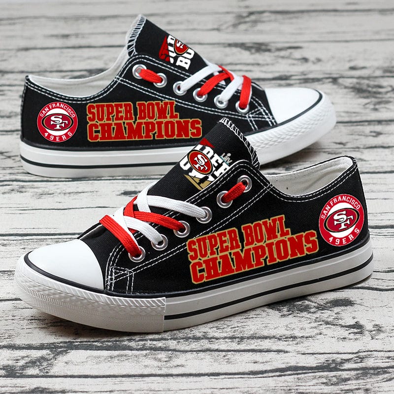 San Francisco 49ers Low Top Canvas Sport Sneakers Shoes For Men Women Fans - Image 2