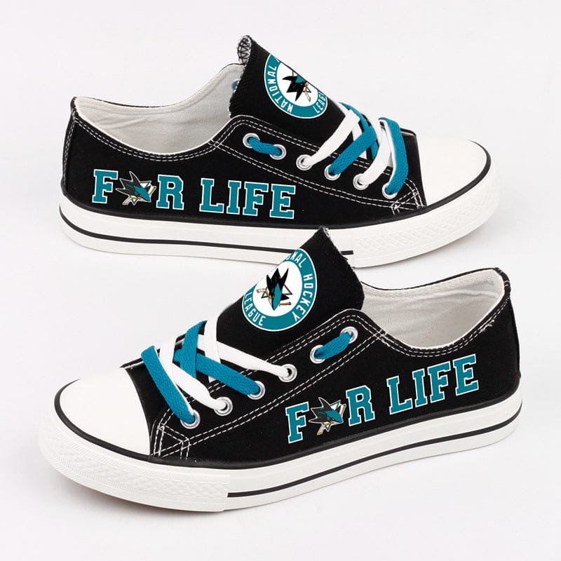 San Jose Sharks Low Top Canvas Sport Sneakers Shoes For Men Women Fans - Image 4