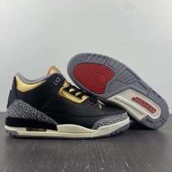 Alternative view of Air Jordan 3 Black Gold Shoes Sneakers