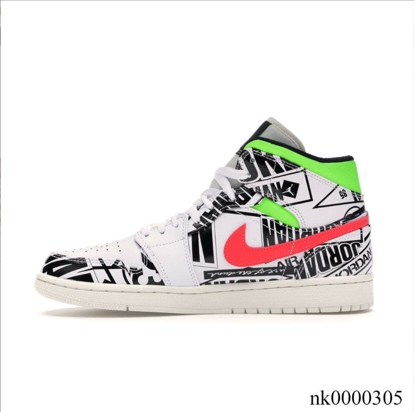 Alternative view of Air Jordan 1 Mid All Over Logos Shoes Sneakers