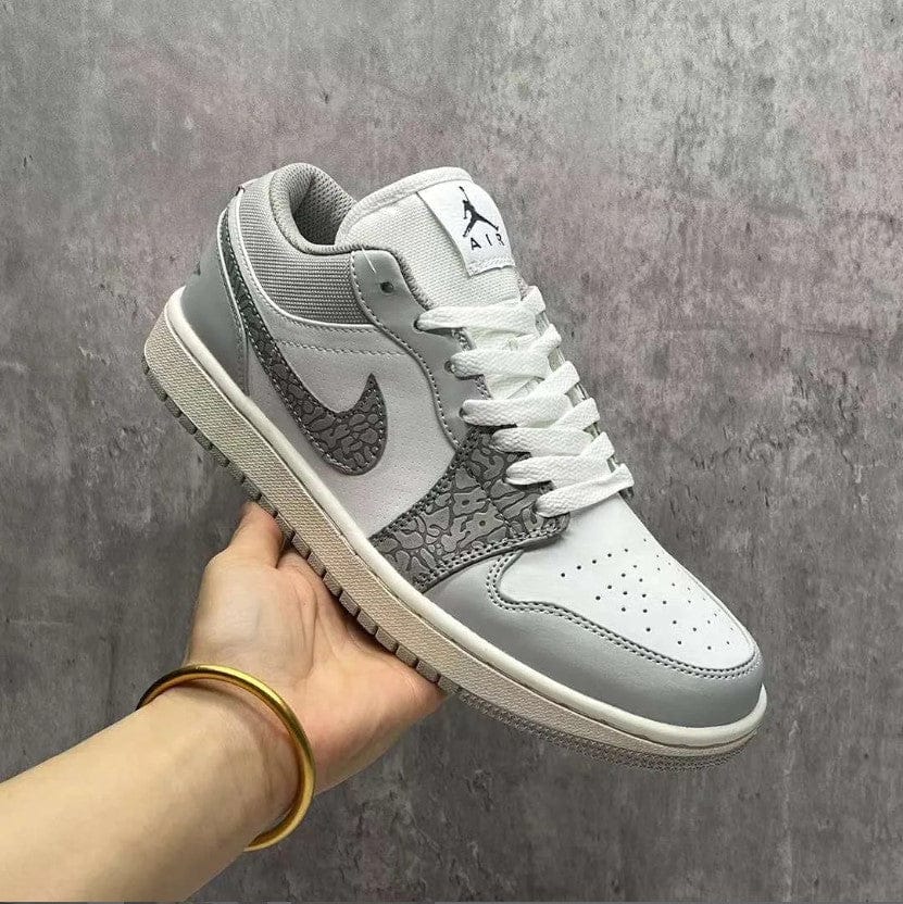 Air Jordan 1 Low PRM Grey Elephant Print Shoes Sneakers - Image 6