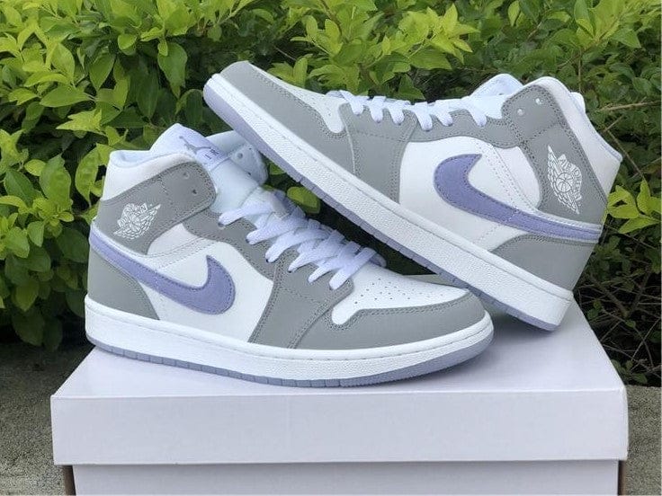 Air Jordan 1 Mid Wolf Grey Aluminum Shoes Sneakers - Image 8