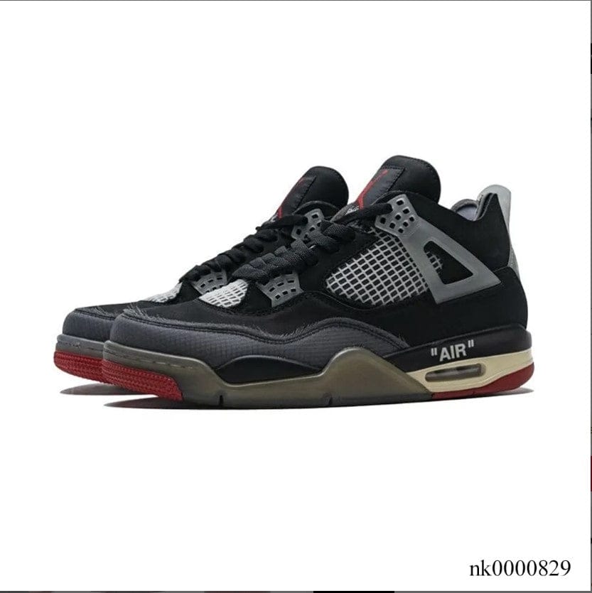 Alternative view of OFF-WHITE  x Air Jordan 4 Bred Shoes Sneakers