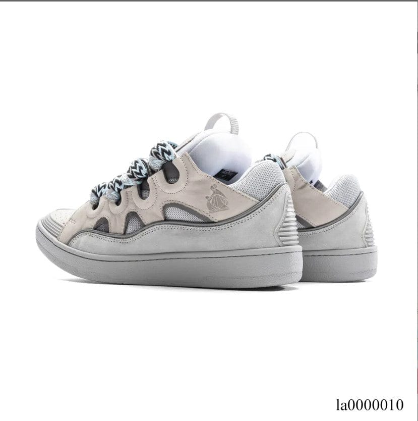 Alternative view of Lanvin Leather Curb Light Grey Blue Shoes Sneakers