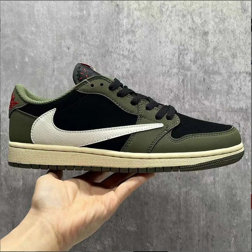 Alternative view of Travis Scott x AJ 1 Low OG Black Olive Shoes Sneakers