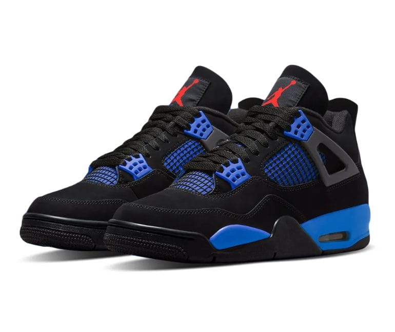 Air Jordan 4 Retro Black Deep Royal Blue Shoes Sneakers - Image 6