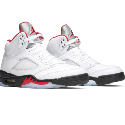 Alternative view of AJ 5 Fire Red Silver Tongue (2020) Shoes Sneakers