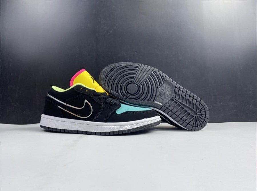 Air Jordan 1 Low Black Aurora Green Laser Orange Shoes Sneakers - Image 5