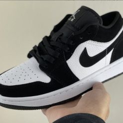 Alternative view of Air Jordan 1 Low Black White Shoes Sneakers
