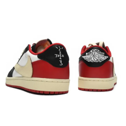 Alternative view of Travis Scott x AJ 1 Low Red Black Custom Shoes Sneakers