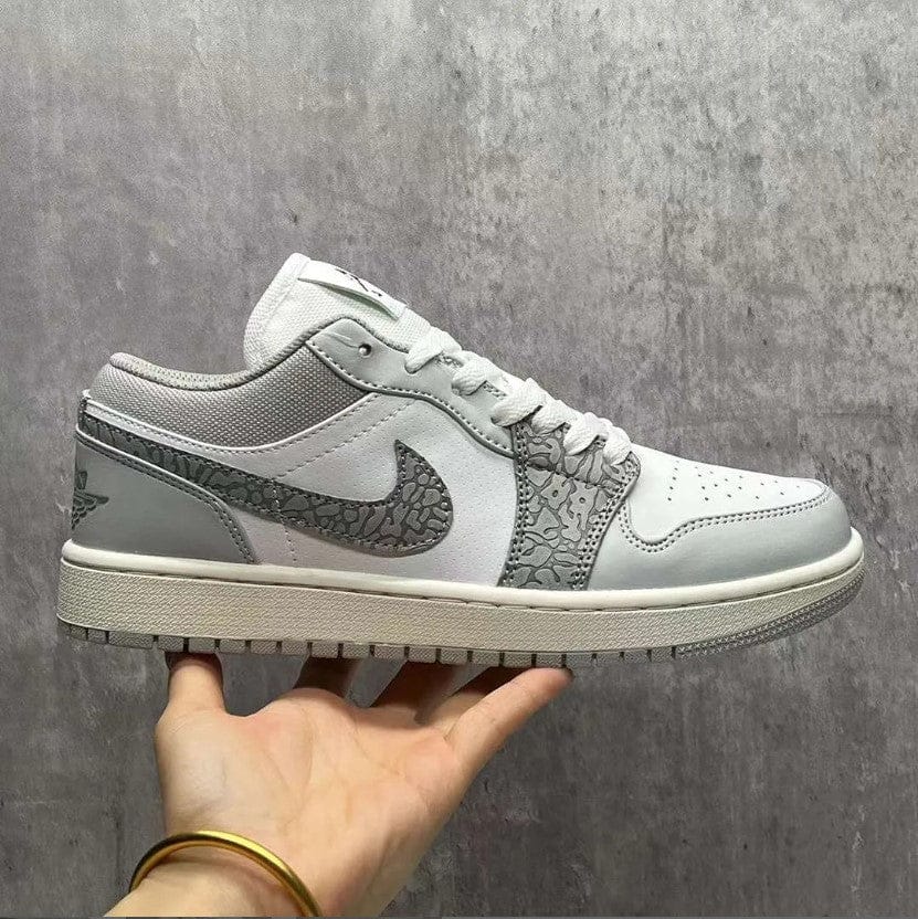 Air Jordan 1 Low PRM Grey Elephant Print Shoes Sneakers - Image 7