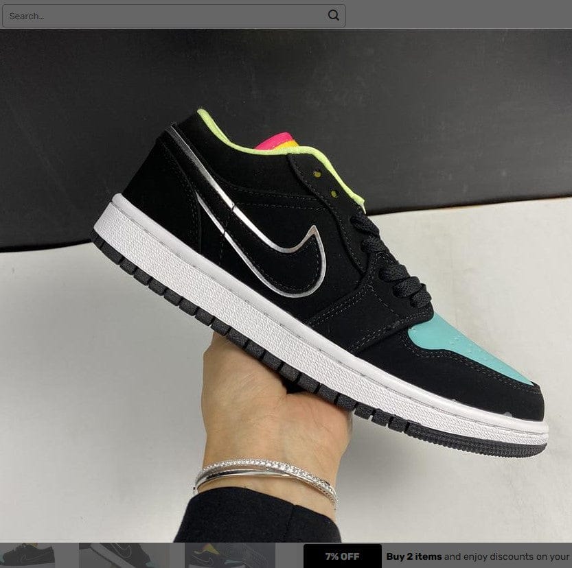 Air Jordan 1 Low Black Aurora Green Laser Orange Shoes Sneakers - Image 8