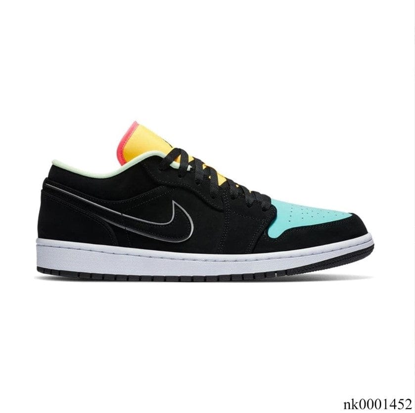 Air Jordan 1 Low Black Aurora Green Laser Orange Shoes Sneakers - Image 2
