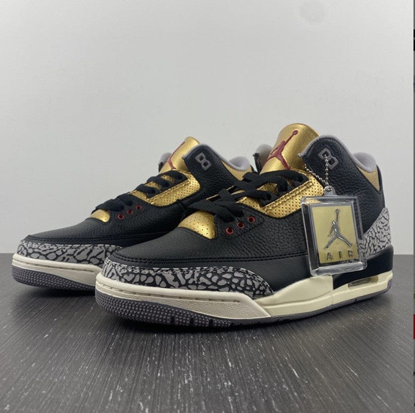 Alternative view of Air Jordan 3 Black Gold Shoes Sneakers 1