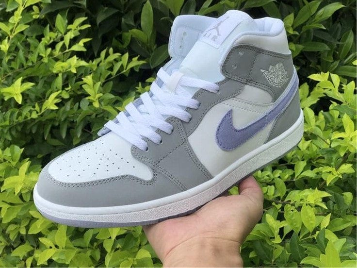 Air Jordan 1 Mid Wolf Grey Aluminum Shoes Sneakers - Image 9