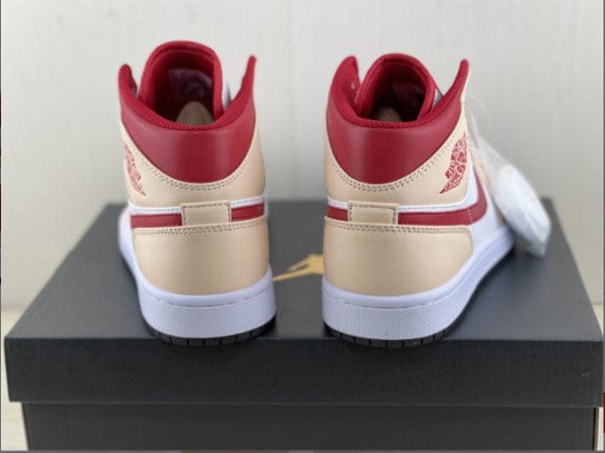 Air Jordan 1 Mid Beige White Red Shoes Sneakers - Image 3
