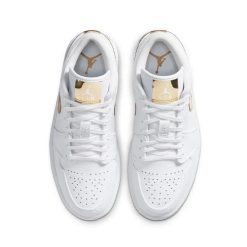 Alternative view of Air Jordan 1 Low White Metallic Gold Shoes Sneakers