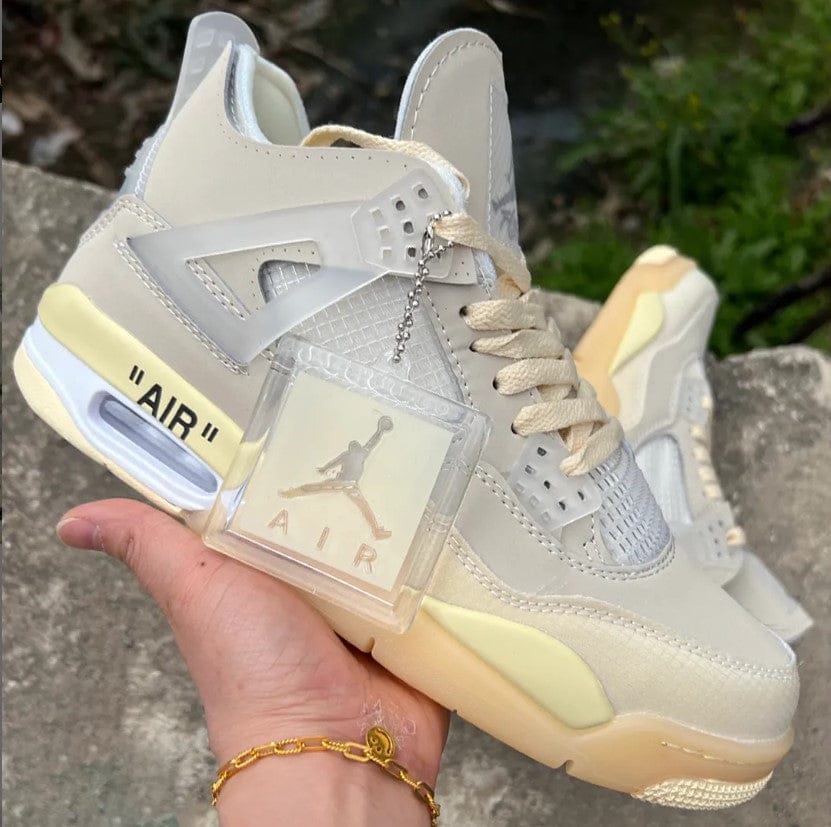 OFF-WHITE x Air Jordan 4 Sail Shoes Sneakers - Image 3