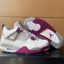 Alternative view of Air Jordan 4 White Purple Cement Shoes Sneakers