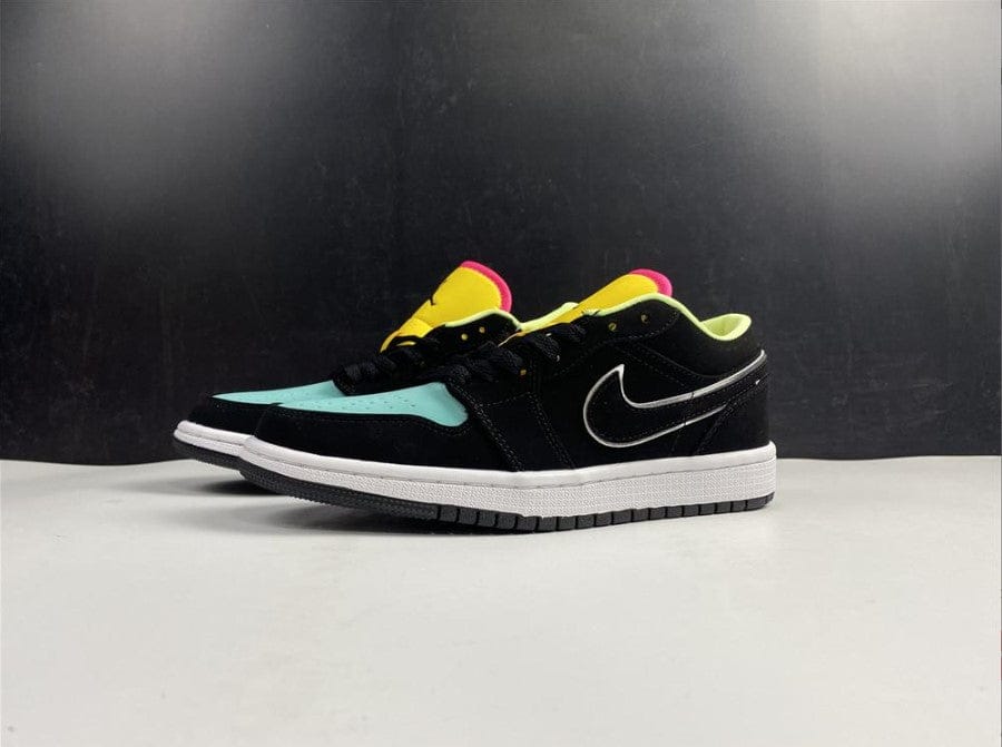 Air Jordan 1 Low Black Aurora Green Laser Orange Shoes Sneakers - Image 3