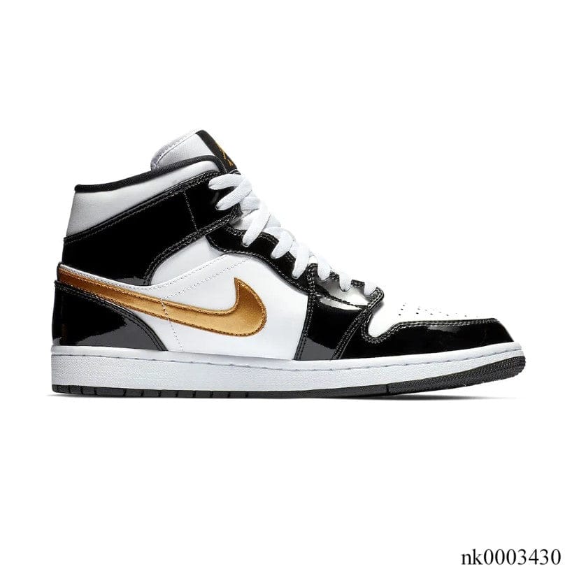 Alternative view of Air Jordan 1 Mid SE Black Gold Shoes Sneakers