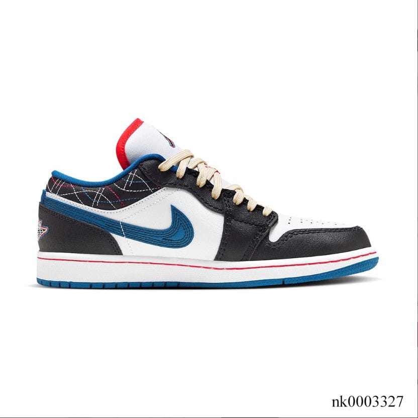 Alternative view of Air Jordan 1 Low SE Black Industrial Blue Shoes Sneakers