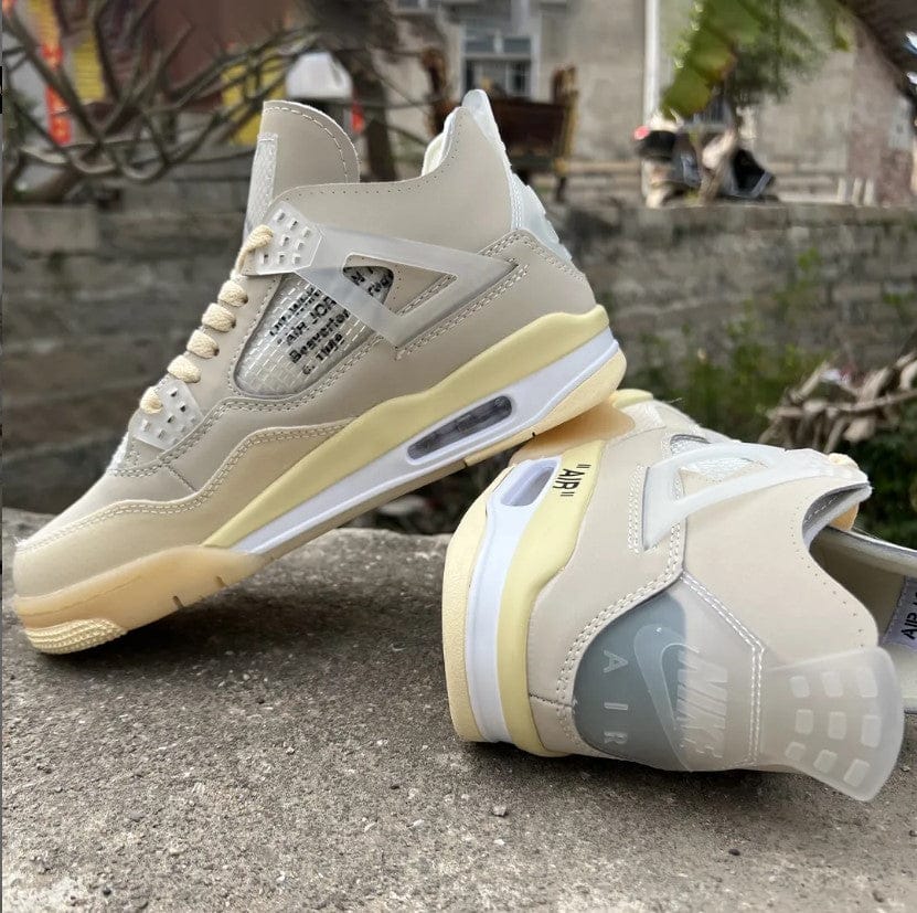 OFF-WHITE x Air Jordan 4 Sail Shoes Sneakers - Image 4