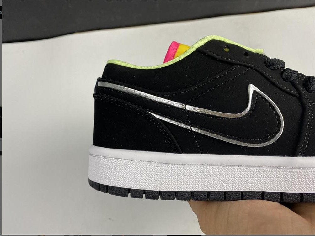 Air Jordan 1 Low Black Aurora Green Laser Orange Shoes Sneakers - Image 2