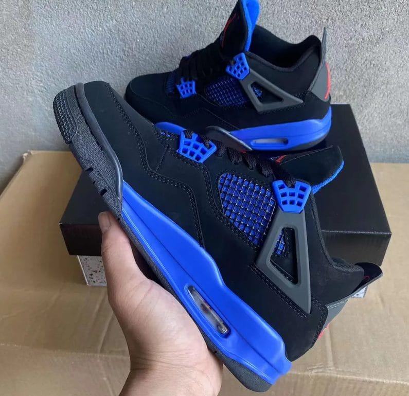 Air Jordan 4 Retro Black Deep Royal Blue Shoes Sneakers - Image 3