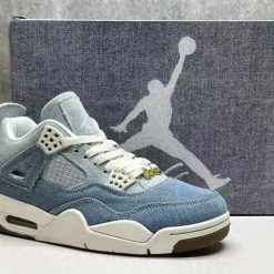 Alternative view of Air Jordan 4 Denim Worn Blue Shoes Sneakers
