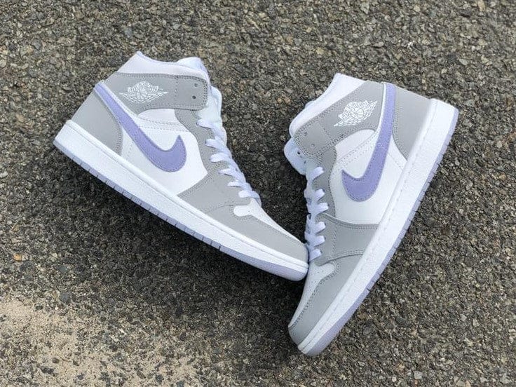 Air Jordan 1 Mid Wolf Grey Aluminum Shoes Sneakers - Image 2