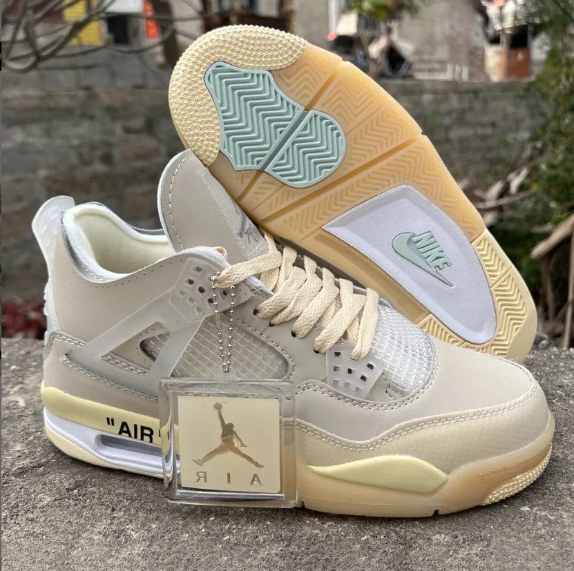 OFF-WHITE x Air Jordan 4 Sail Shoes Sneakers - Image 5