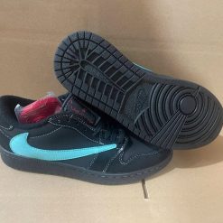 Alternative view of Travis Scott x AJ 1 Low Tiffany Black Phantom Shoes Sneakers