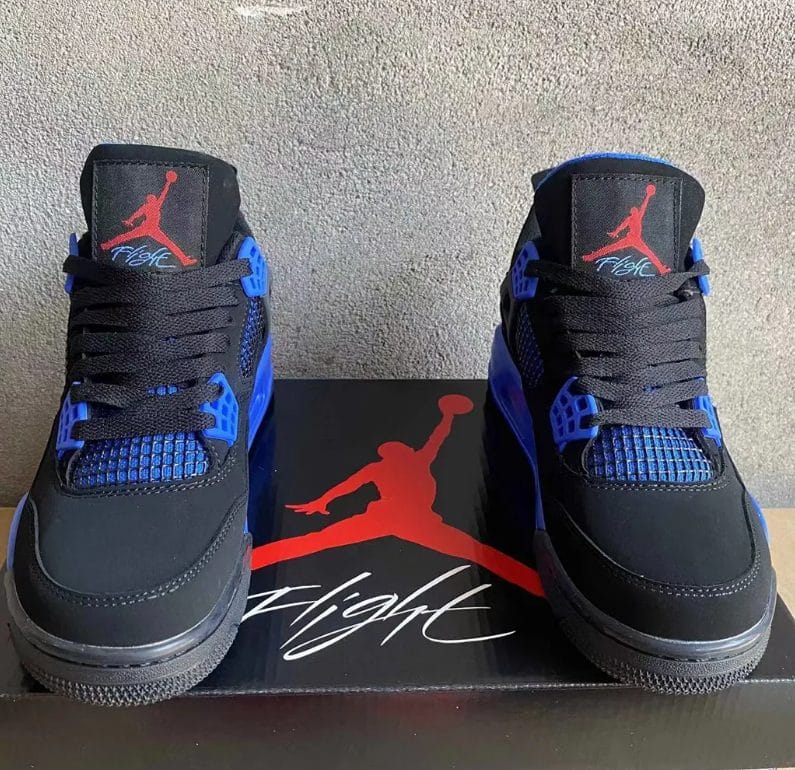 Air Jordan 4 Retro Black Deep Royal Blue Shoes Sneakers - Image 4