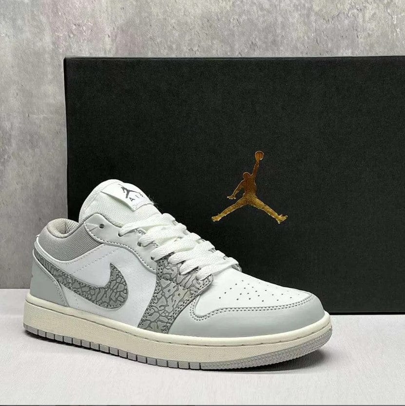 Air Jordan 1 Low PRM Grey Elephant Print Shoes Sneakers - Image 3