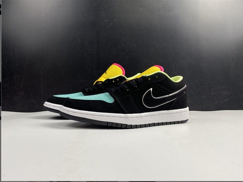 Air Jordan 1 Low Black Aurora Green Laser Orange Shoes Sneakers - Image 3