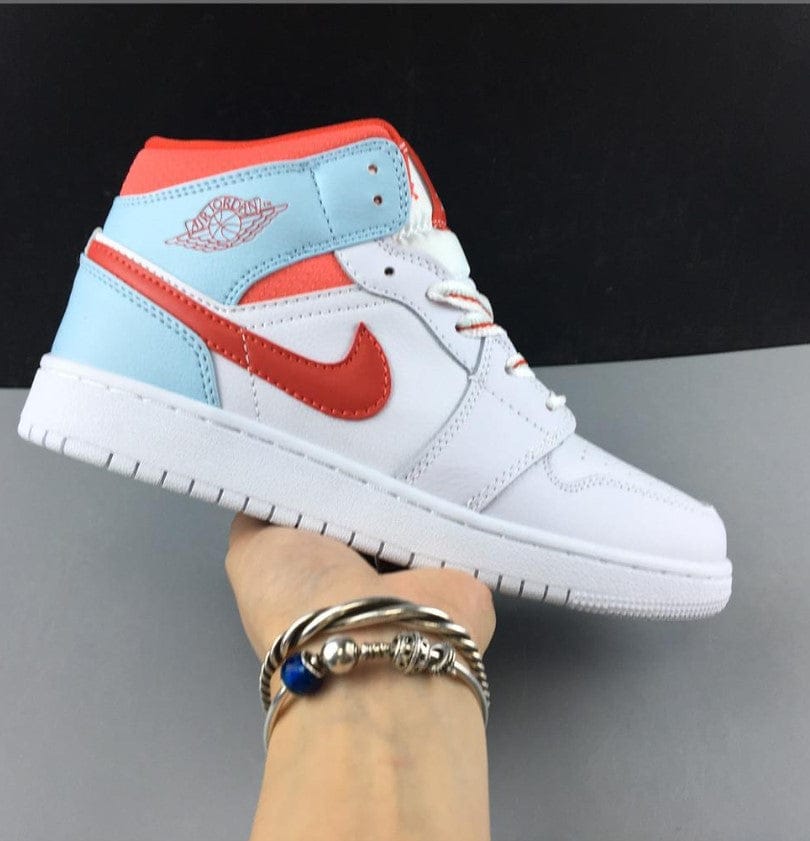 Air Jordan 1 Mid White Topaz Mist (GS) Shoes Sneakers - Image 12