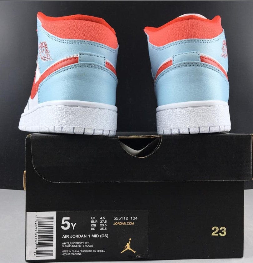 Air Jordan 1 Mid White Topaz Mist (GS) Shoes Sneakers - Image 14