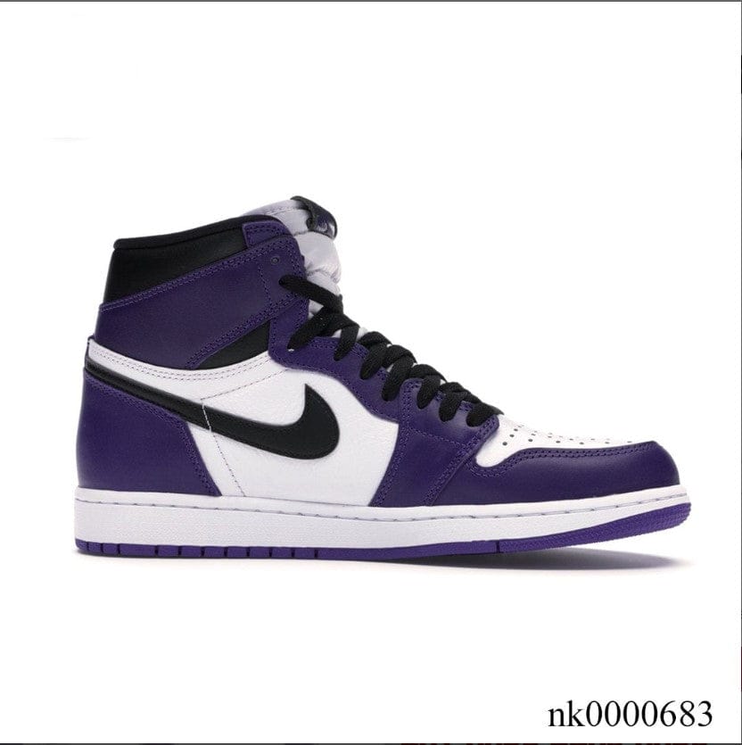 Alternative view of Air Jordan 1 Retro High Court Purple White Shoes Sneakers