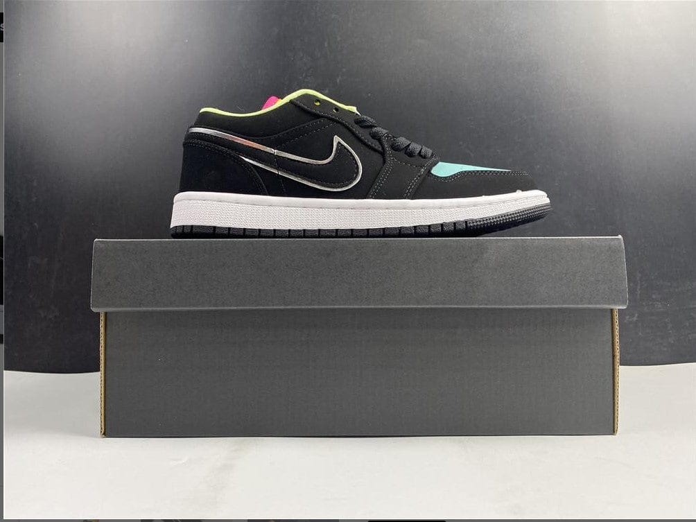 Air Jordan 1 Low Black Aurora Green Laser Orange Shoes Sneakers - Image 5