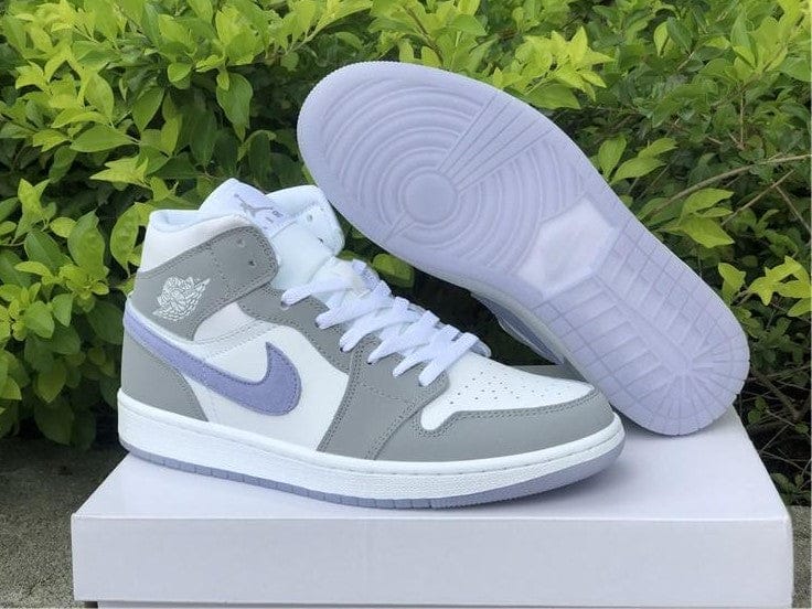 Air Jordan 1 Mid Wolf Grey Aluminum Shoes Sneakers - Image 6