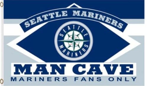 Seattle Mariners Man Cave Flag 3X5Ft Banner USA Polyester with Brass Grommets