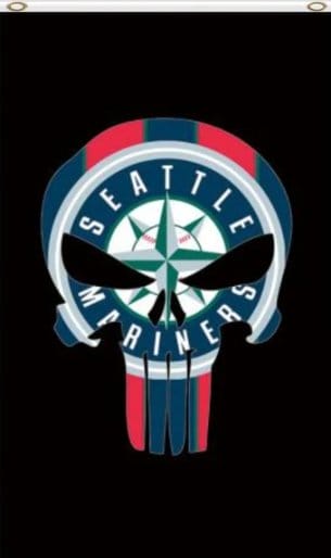 Seattle Mariners Skull Vertical Flag 3X5Ft Banner USA Polyester with Brass Grommets