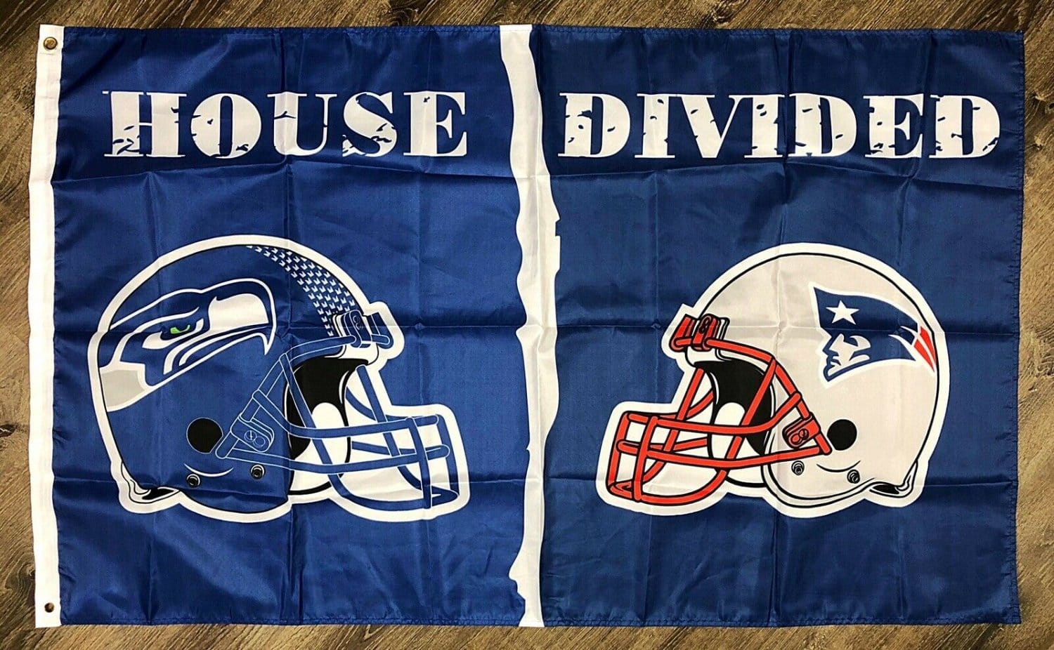 Seattle Seahawks vs New England Patriots House Divided Flag 3x5 ft Banner