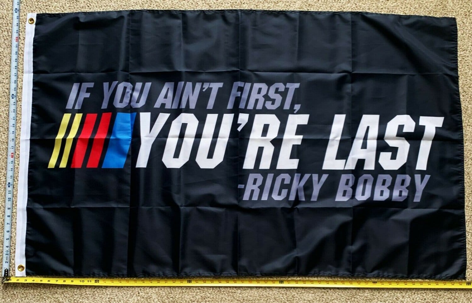 Shake N Bake Flag Nascar Racing Ain't 1st Last RB Poster Sign 3x5'