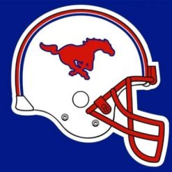 Southern Methodist Mustangs Helmet Flag 3X5ft Banner Polyester with 2 Brass Grommets